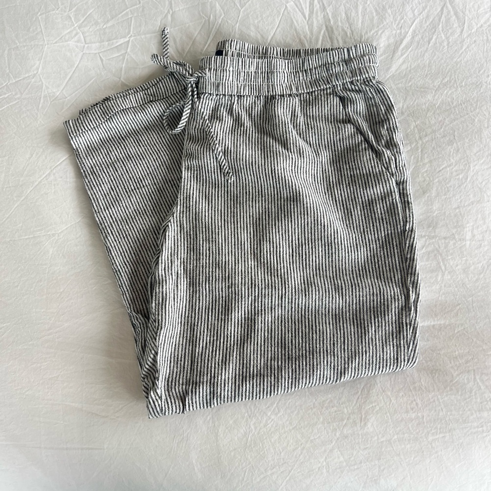 J. Crew Striped Cropped Linen Cotton Pants